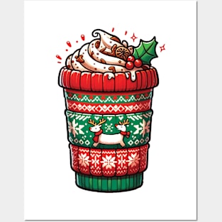 Christmas Coffee Cup - Festive Sweater Design with Holiday Greetings Posters and Art